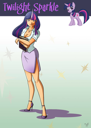 Size: 800x1132 | Tagged: safe, artist:accessworld, edit, twilight sparkle, human, g4, breasts, cleavage, high heels, horn, horned humanization, humanized, she got legs