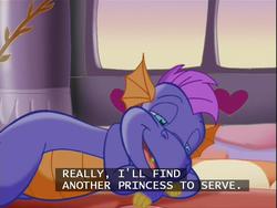 Size: 640x480 | Tagged: safe, screencap, master kenbroath gilspotten heathspike, dragon, g3, the princess promenade, hilarious in hindsight, princess, sleepy, subtitles