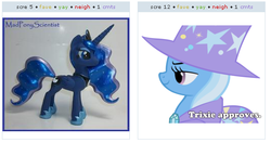 Size: 534x282 | Tagged: safe, princess luna, trixie, g4, customized toy, exploitable meme, juxtaposition, juxtaposition win