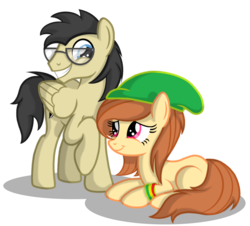 Size: 1296x1170 | Tagged: dead source, safe, artist:veggie55, oc, oc only, pegasus, pony, hat, male, siblings, wristband