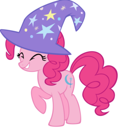 Size: 1600x1718 | Tagged: artist needed, safe, pinkie pie, earth pony, pony, g4, female, hat, mare, simple background, solo, swapped cutie marks, transparent background, trixie's hat