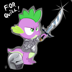 Size: 800x800 | Tagged: safe, artist:cheshiresdesires, spike, g4, armor, fantasy class, helmet, knight, sword, warrior, weapon