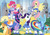 Size: 1200x847 | Tagged: safe, artist:mol, applejack, fluttershy, pinkie pie, rainbow dash, rarity, twilight sparkle, earth pony, pegasus, pony, unicorn, g4, bipedal, blushing, butt, cheerleader, cheerleader fluttershy, cheerleader outfit, cheerleader pinkie, cheerleader rainbow dash, cheerleader rarity, cheerleader sparkle, clothes, crystal, crystal empire, cutie mark on clothes, embarrassed, embarrassed underwear exposure, frilly underwear, mane six, panties, panty shot, pink underwear, plot, pom pom, shoes, skirt, socks, sweat, sweatdrop, underwear, upskirt