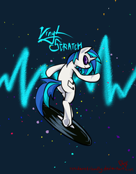 Size: 600x771 | Tagged: safe, artist:residentfriendly, dj pon-3, vinyl scratch, pony, unicorn, g4, record, solo, surfing