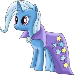 Size: 1388x1415 | Tagged: safe, artist:mast88, trixie, g4, cape, clothes, full body, side view, simple background, solo, standing, trixie's brooch, trixie's cape, white background