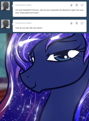 Size: 651x883 | Tagged: safe, artist:zombiecollie, princess luna, ask lusty luna, g4, ask, bedroom eyes, lunaughty, lusty luna, tumblr, wet mane