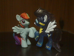 Size: 425x325 | Tagged: safe, rainbow dash, soarin', g4, blind bag, female, irl, male, photo, ship:soarindash, shipping, straight, toy