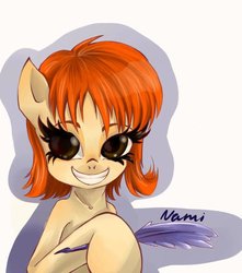 Size: 673x761 | Tagged: safe, artist:insanitylittlered, pony, nami, one piece, ponified, quill, solo