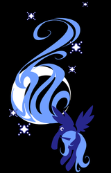 Size: 863x1350 | Tagged: safe, artist:bamboodog, princess luna, alicorn, pony, g4, black background, crescent moon, cutie mark, female, hooves, horn, iphone wallpaper, lineless, mare, minimalist, moon, s1 luna, simple background, solo, spread wings, wings