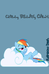 Size: 640x960 | Tagged: safe, rainbow dash, g4, chill, cloud, iphone wallpaper, relaxing, text
