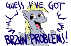 Size: 583x381 | Tagged: safe, derpy hooves, pegasus, pony, g4, dialogue, female, nedroid, parody, shrug, simple background, solo, white background