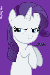 Size: 640x960 | Tagged: safe, rarity, pony, g4, gtfo, iphone wallpaper, solo, text