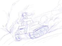 Size: 2800x2100 | Tagged: safe, applejack, g4, lineart, simple background, sketch, tank (vehicle), white background