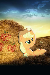 Size: 600x900 | Tagged: safe, applejack, g4, hay bale, iphone wallpaper, iphone4, photoshop