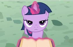 Size: 546x353 | Tagged: safe, screencap, twilight sparkle, pony, a canterlot wedding, g4, book, female, filly, filly twilight sparkle, lidded eyes, mid-blink screencap, reaction image, solo, unamused, younger