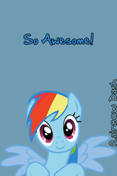 Size: 640x960 | Tagged: safe, rainbow dash, g4, cute, dashabetes, exclamation point, iphone wallpaper, looking at you, smiling, so awesome, text, wingboner