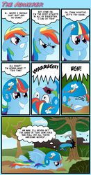 Size: 2000x3804 | Tagged: safe, artist:gray--day, rainbow dash, pegasus, pony, g4, 7 panel comic, comic, crash, cutie mark, female, helmet, implied scootaloo, mare, role reversal, scooter, solo, tree