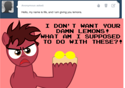 Size: 1022x723 | Tagged: safe, angry, big hooves, cave johnson, lemon, portal (valve), portal 2, red, when life gives you lemon, wreck-it ralph