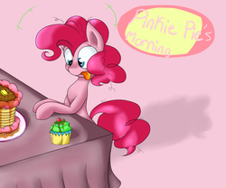 Size: 6000x5000 | Tagged: safe, artist:artsygum, pinkie pie, earth pony, pony, g4, absurd resolution, bipedal, cake, cupcake, dessert, drool, female, solo, tongue out