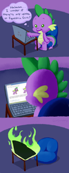 Size: 663x1660 | Tagged: safe, artist:girgrunny, spike, dog, g4, comic, dog drama, equestria girls drama, spike the dog, spike's laptop