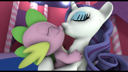Size: 1920x1080 | Tagged: dead source, safe, artist:dakkiller, rarity, spike, dragon, pony, unicorn, g4, 3d, duo, eyes closed, female, kiss on the lips, kissing, male, mare, ship:sparity, shipping, source filmmaker