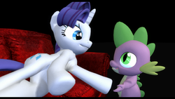 Size: 1920x1080 | Tagged: dead source, safe, artist:dakkiller, rarity, spike, dragon, pony, g4, 3d, couch, female, gmod, male, mare, ship:sparity, shipping, straight