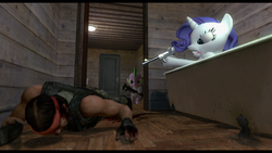 Size: 1920x1080 | Tagged: dead source, safe, artist:dakkiller, rarity, spike, g4, 3d, counter-strike, gmod, terrorist