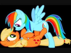 Size: 480x360 | Tagged: safe, applejack, rainbow dash, earth pony, pegasus, pony, g4, female, looking at each other, mare