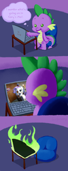 Size: 599x1500 | Tagged: safe, artist:girgrunny, rarity, spike, g4, computer, gmod, meme, spike's laptop, spy