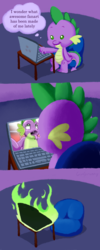 Size: 599x1500 | Tagged: safe, artist:girgrunny, spike, comic:dragon you over, g4, comic, computer, meme, nope, spike's laptop