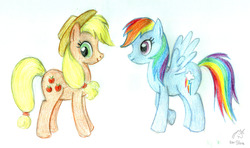 Size: 2733x1621 | Tagged: safe, artist:otherunicorn, applejack, rainbow dash, g4