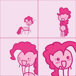 Size: 600x601 | Tagged: artist needed, safe, pinkie pie, g4, comic, happy, stick figure