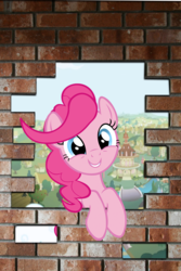 Size: 640x960 | Tagged: safe, artist:solarflare-solis, pinkie pie, g4, fourth wall, iphone wallpaper, wall