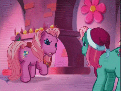 Size: 640x480 | Tagged: safe, screencap, minty, pinkie pie (g3), a very minty christmas, g3, angry, animated, female, hat, horses doing horse things, oh minty minty minty, santa hat, stomping