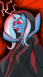 Size: 2272x4032 | Tagged: safe, artist:akkiv, trixie, g4, alicorn amulet, glowing eyes, lightning