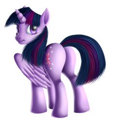 Size: 531x561 | Tagged: safe, artist:weirdofish, twilight sparkle, alicorn, pony, g4, butt, female, mare, plot, simple background, solo, transparent background, twilight sparkle (alicorn)