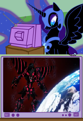 Size: 410x600 | Tagged: safe, nightmare moon, g4, cathedral lazengann, exploitable meme, tengen toppa gurren lagann, tv meme