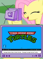 Size: 562x770 | Tagged: safe, fluttershy, g4, exploitable meme, teenage mutant ninja turtles, tv meme, youtube, youtube link