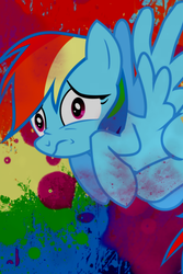 Size: 500x750 | Tagged: safe, artist:vivian reed, rainbow dash, g4, cowering, iphone wallpaper, paint spots, scared, scaredy dash