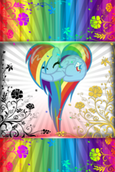 Size: 640x960 | Tagged: safe, artist:lucky43539, rainbow dash, pony, g4, female, heart, heart pony, iphone wallpaper, lock screen, rose, solo