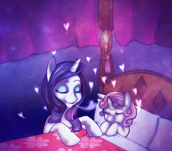 Size: 1000x880 | Tagged: safe, artist:pin-kitten, rarity, sweetie belle, g4, sleeping