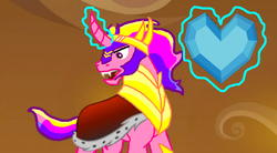 Size: 853x470 | Tagged: safe, king sombra, princess cadance, g4, crystal heart, recolor, role reversal, shattered glass