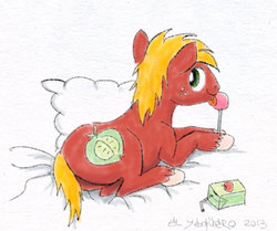 Size: 613x513 | Tagged: safe, artist:el-yeguero, big macintosh, earth pony, pony, g4, juice box, lollipop, male, stallion