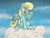 Size: 4000x3000 | Tagged: safe, artist:pirill, sassaflash, pegasus, pony, g4, 30 minute art challenge, biting, cloud, cloudy, cute, ear fluff, featured image, female, mare, preening, raised hoof, sitting, sitting on a cloud, sky, smiling, solo, wing bite, wing fluff