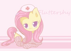 Size: 3000x2150 | Tagged: safe, artist:spikedmauler, fluttershy, pegasus, pony, g4, fishnet stockings, hairpin, nurse, pink, solo