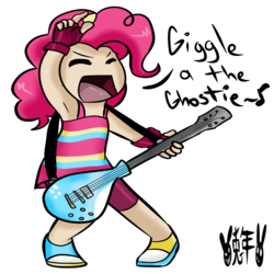 Size: 3000x3000 | Tagged: safe, artist:usagifriday, pinkie pie, human, g4, humanized, laughter song, musical instrument, singing, solo