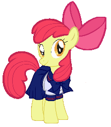 Size: 436x500 | Tagged: safe, artist:ake-xanchez, apple bloom, earth pony, pony, g4, animated, clothes, female, schoolgirl, solo