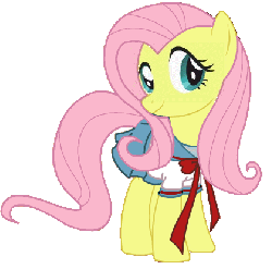 Size: 420x416 | Tagged: safe, artist:ake-xanchez, fluttershy, g4, animated, blinking, clothes, female, schoolgirl