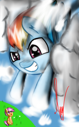 Size: 500x800 | Tagged: safe, artist:dj-skulllover, rainbow dash, scootaloo, g4