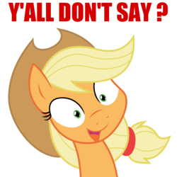 Size: 6000x6000 | Tagged: safe, artist:joey darkmeat, artist:mamandil, applejack, earth pony, pony, g4, absurd resolution, faic, female, image macro, meme, nicolas cage, reaction image, simple background, solo, transparent background, vector, y'all, you don't say